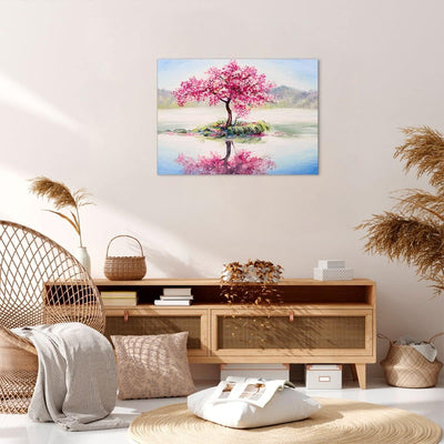 Bilder auf Leinwand Baum Abstraktion Leinwandbild mit Rahmen 70x50cm Wandbilder Dekoration Wohnzimme