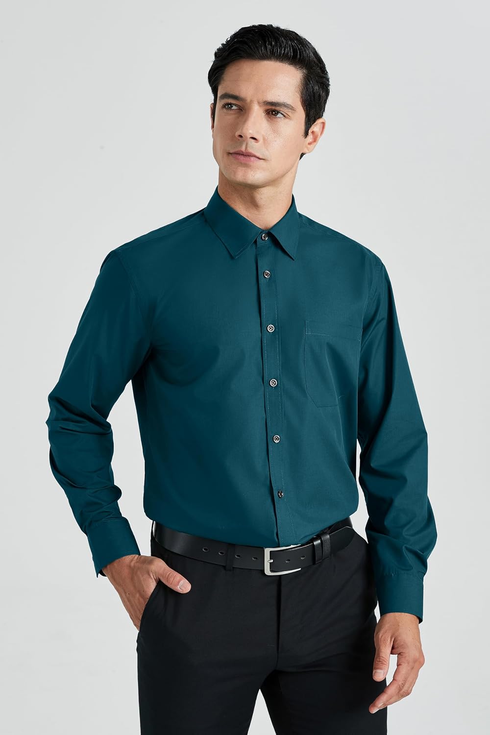 HISDERN Herren Hemd Langarm Regular Fit Businesshemden Freizeit Hemden für Männer Freizeithemd Casua