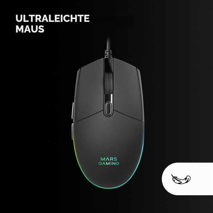 MARSGAMING MCP-RGB3, Pack Gaming-Tastatur Fixed RGB + Gaming-Maus RGB Flow 3200 DPI + Headset Over-E