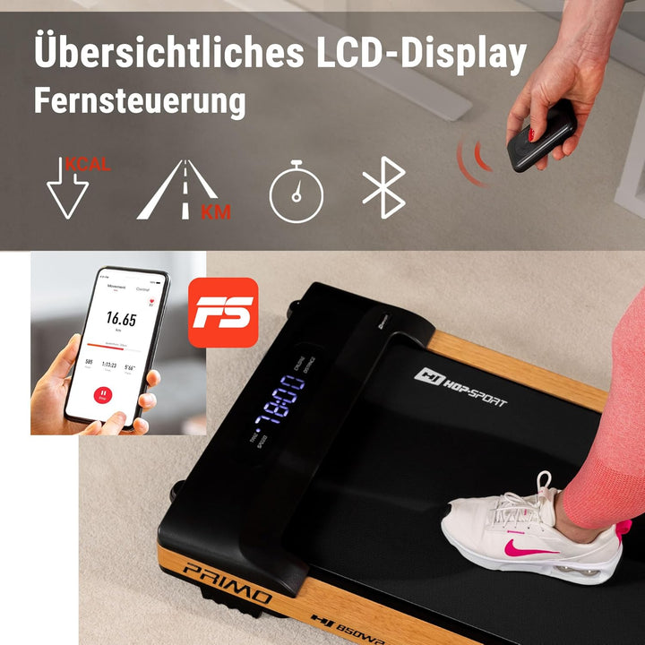 Hop-Sport Laufband für Zuhause HS-850WP Primo, 2 in 1 Walking Pad, for Home Office Büro, Laufband Sc