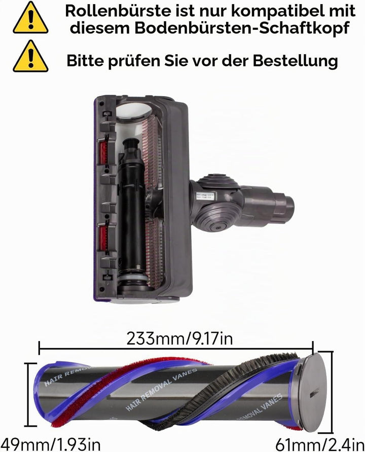 V11 Bürstwalze für Dyson V11 V15 100W High Torque Bodendüse, Ersatz Roller mit Endkappe, kompatibel