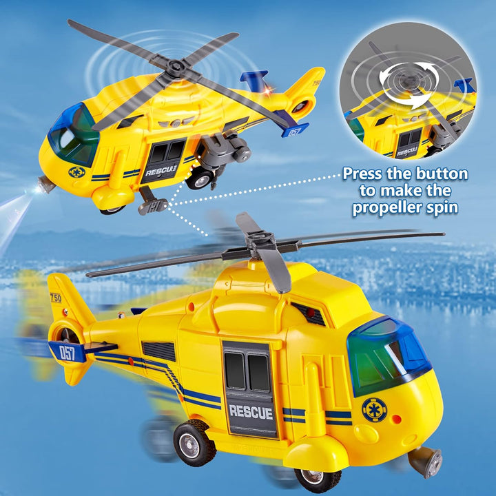 HERSITY Hubschrauber Kinder mit Drehpropeller, Flugzeug Spielzeug Gross Licht und Sound Helikopter K
