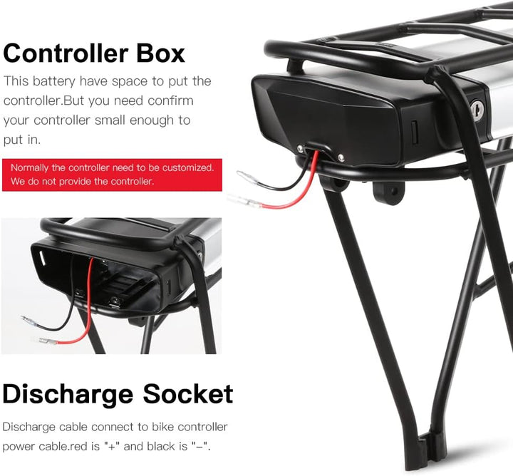 SEASON Gepäckträger Ebike Akku - 36V 13Ah 14.5Ah 15.6Ah 17.4Ah / 48V - 10.4Ah Lithinum-Ionen Batteri