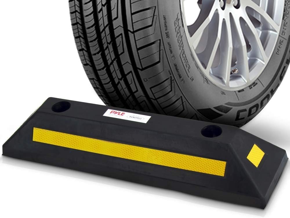pyle PCRSTP11 Bodenstopper für Parkplatzsicherheit, 1 Stück, robuster Gummi-Parkplatz-Stopper, für A