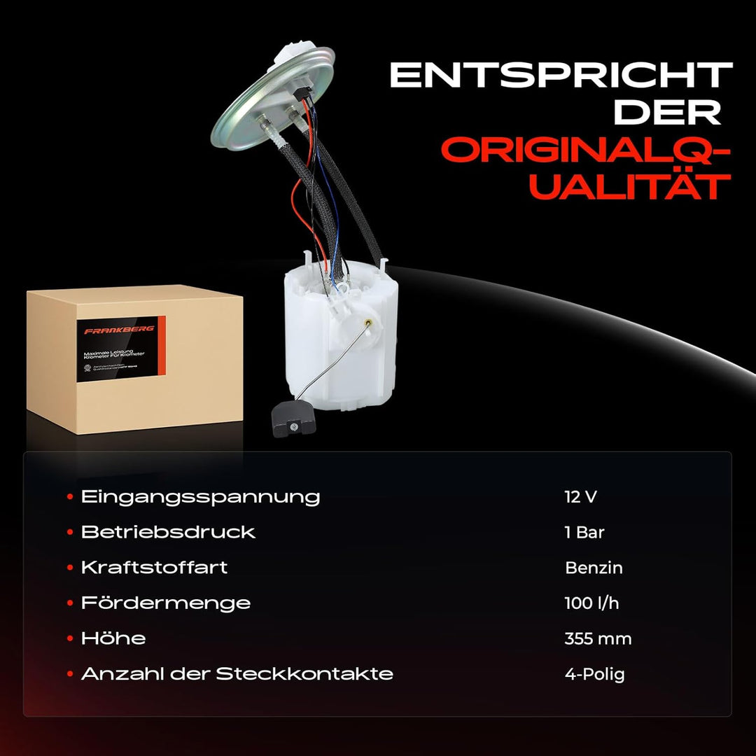 Frankberg Kraftstoffpumpe Benzinpumpe Kraftstoff-Fördereinheit Modul Satz ohne Drucksensor 4-Polig K