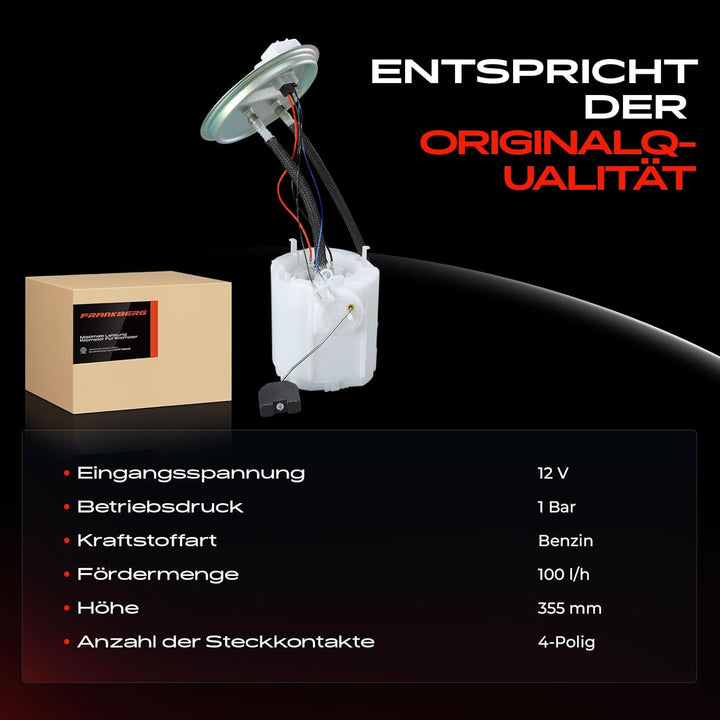 Frankberg Kraftstoffpumpe Benzinpumpe Kraftstoff-Fördereinheit Modul Satz ohne Drucksensor 4-Polig K