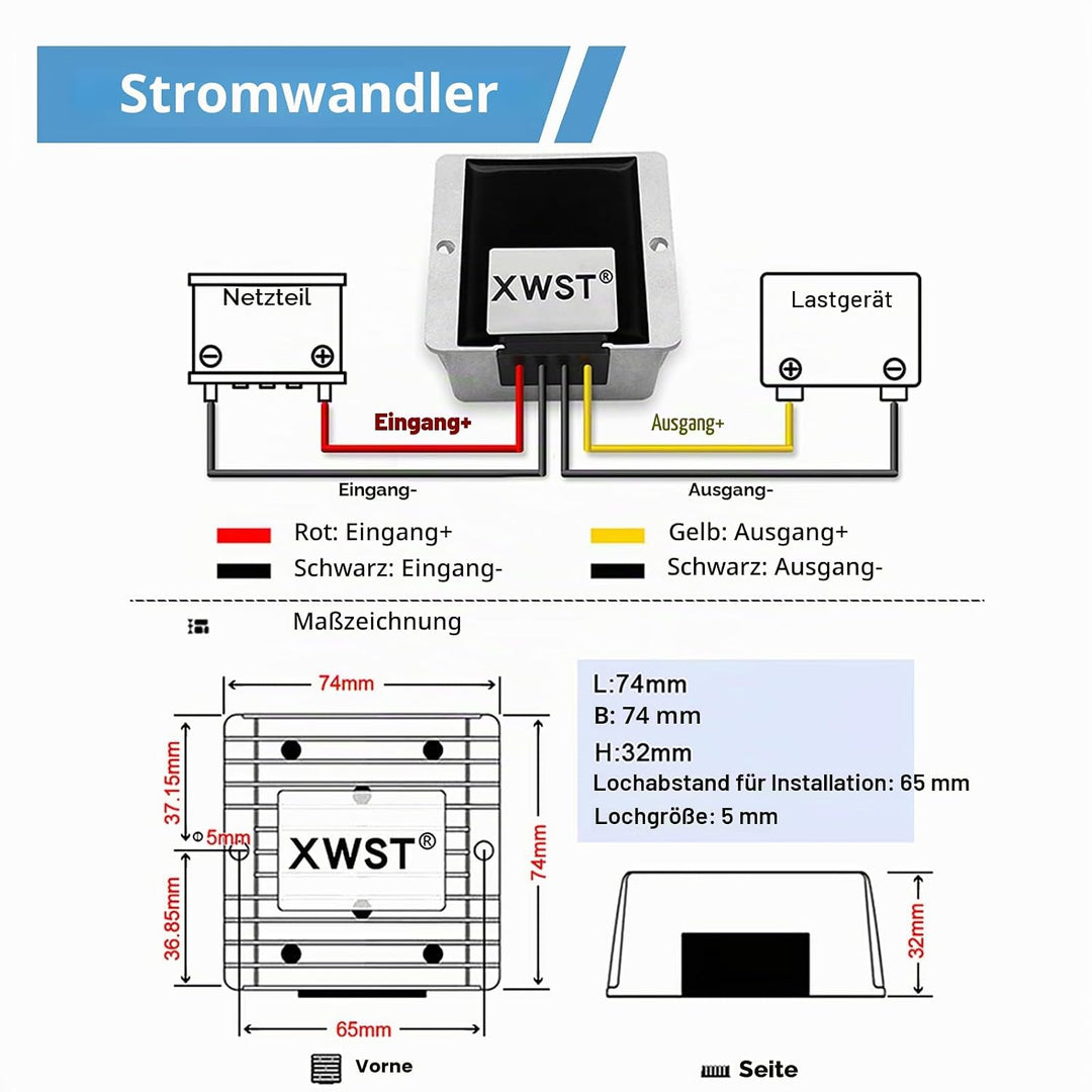 XWST DC 12V auf 19V 6A 114W Spannungswandler Auto Netzteil Wandler Konverter Transformator Adapter D