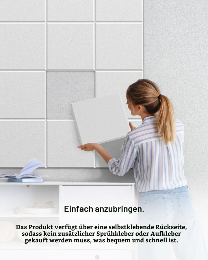 Quadratische 12 Stück Akustikplatten Selbstklebend, Schallabsorber Schallschutz Wand Hoher Dichte Sc