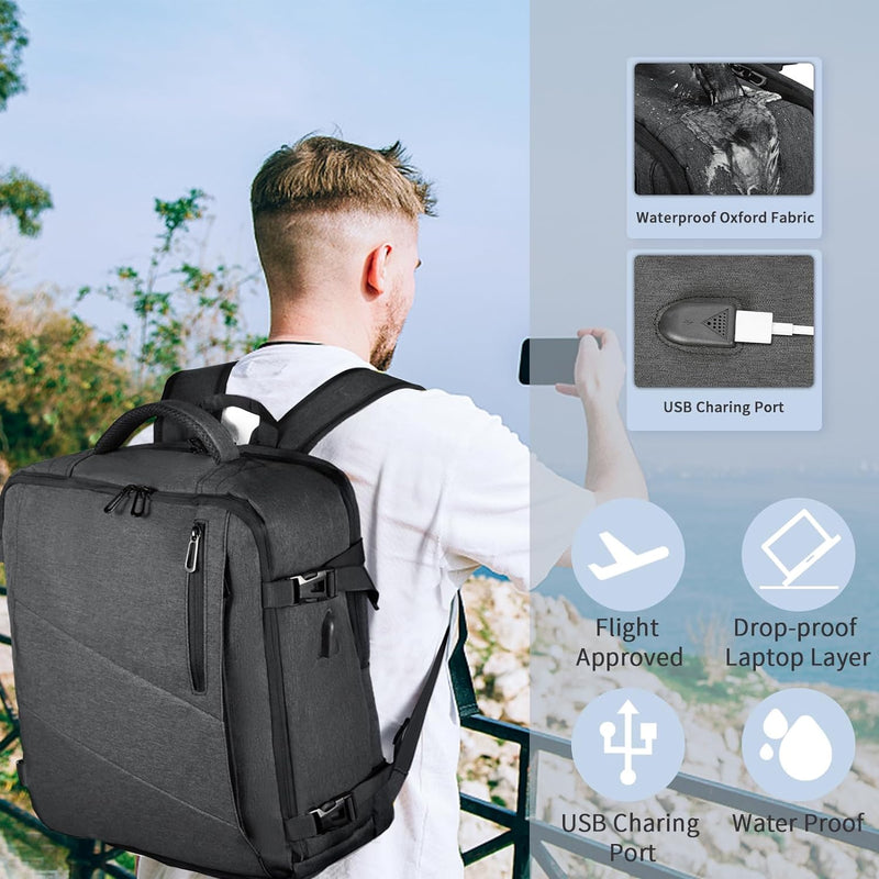 Leyrica Handgepäck Rucksack 45x36x20 für Easyjet, Reiserucksack Tasche Wasserdichter Flugzeug Reiset