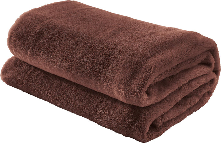 Erwin Müller Teddy-Fleece-Wohndecke Salerno, Fleece-Decke, Kuscheldecke Dunkelbraun Grösse 130x170 c