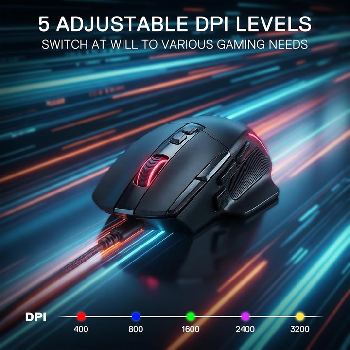Redragon M925 Kabelgebundene Gaming-Maus, 24.000 DPI Optische Maus 10 programmierbaren Tasten, ergon