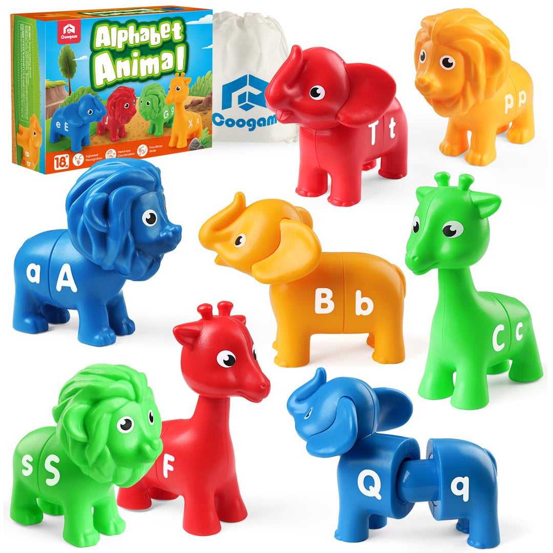 Coogam ABC Animal Letter Matching Spiel, 26PCS Gross- und Kleinschreibung Fein-Sport-Spielzeug, Vors