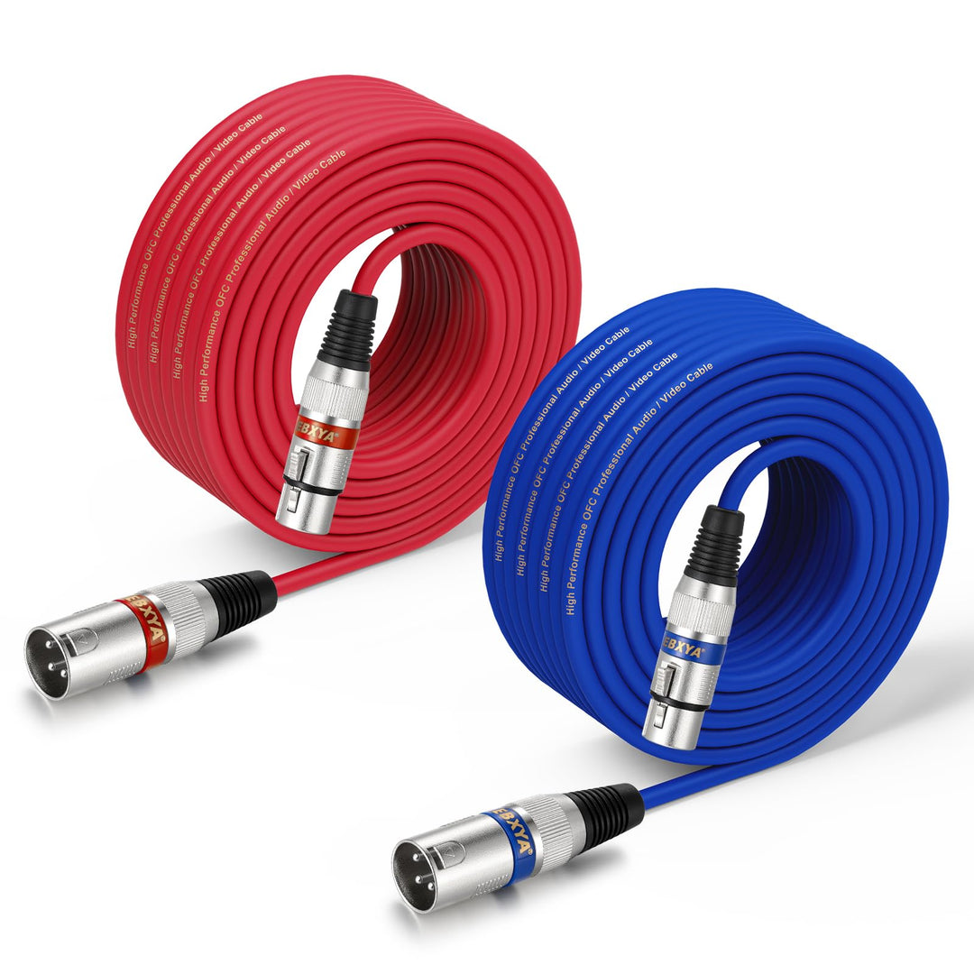 EBXYA XLR Kabel 2-Pack 15M - Symmetrisches Mikrofonkabel & DMX512 Patchkabel - Je 15m Stecker auf Bu