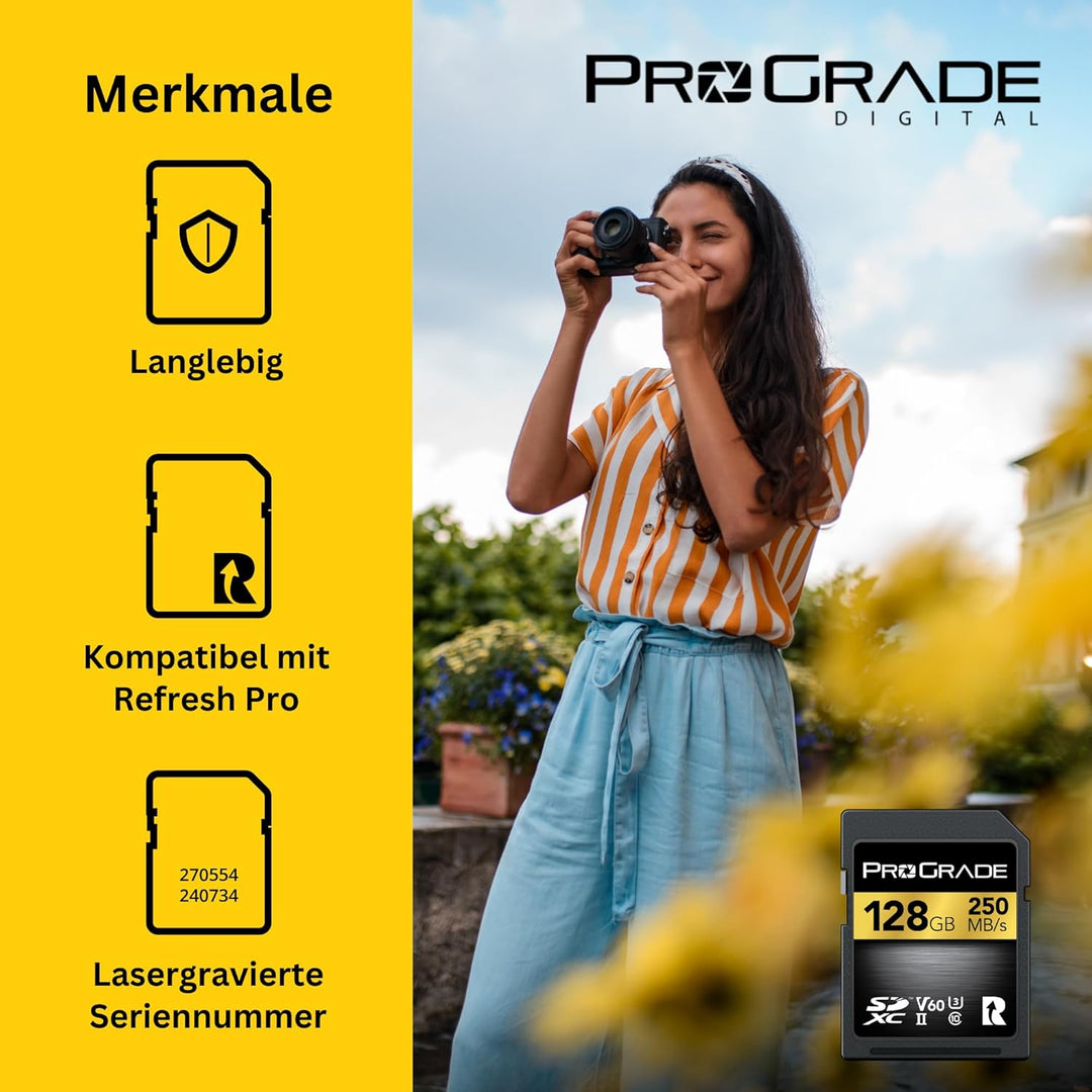 SD UHS-II 128 GB Karte V60 - Schreibgeschwindigkeit bis zu 130MB/s und Lesegeschwindigkeit von 250MB
