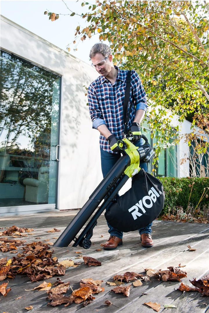 RYOBI 18 V ONE+ Brushless Akku-Laubsauger und Laubgebläse OBV18 (Luftmenge 6,0 m³/min, Luftgeschwind
