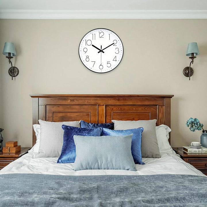 jomparis Funkuhr 30cm Funk-Wanduhr,Küchenuhr mit Funkaussensender Hohe Genauigkeit, Arabische Ziffer