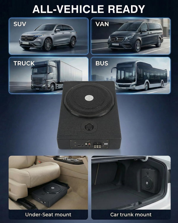 Auto Untersitz Subwoofer Aktiv 1500W, Ultraflach, Hochleistung