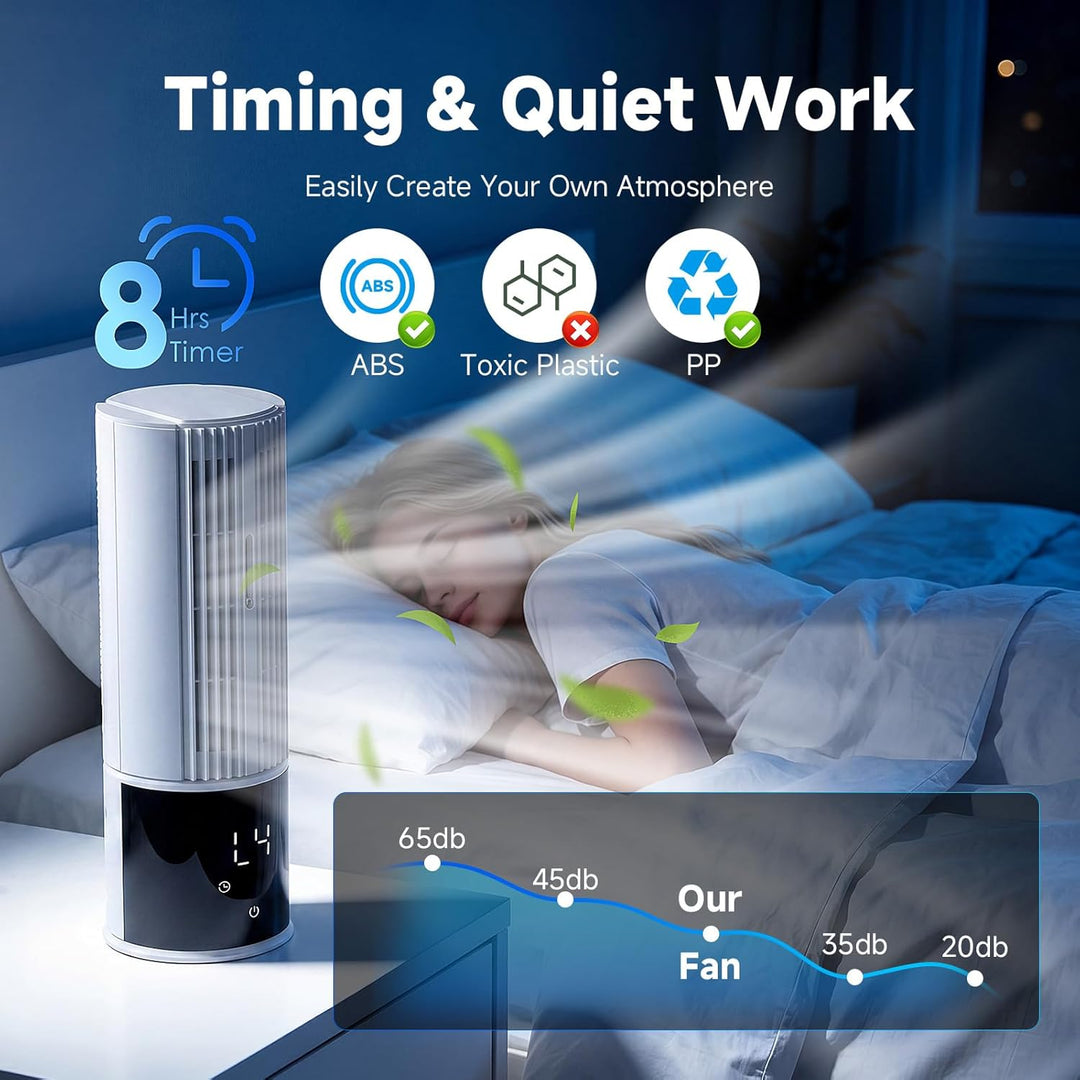 Mobile Klimaanlage 6in1, Luftkühler mit 3 Geschwindigkeiten, Turbo-Modus, Schlafwind, Nebelfunktion
