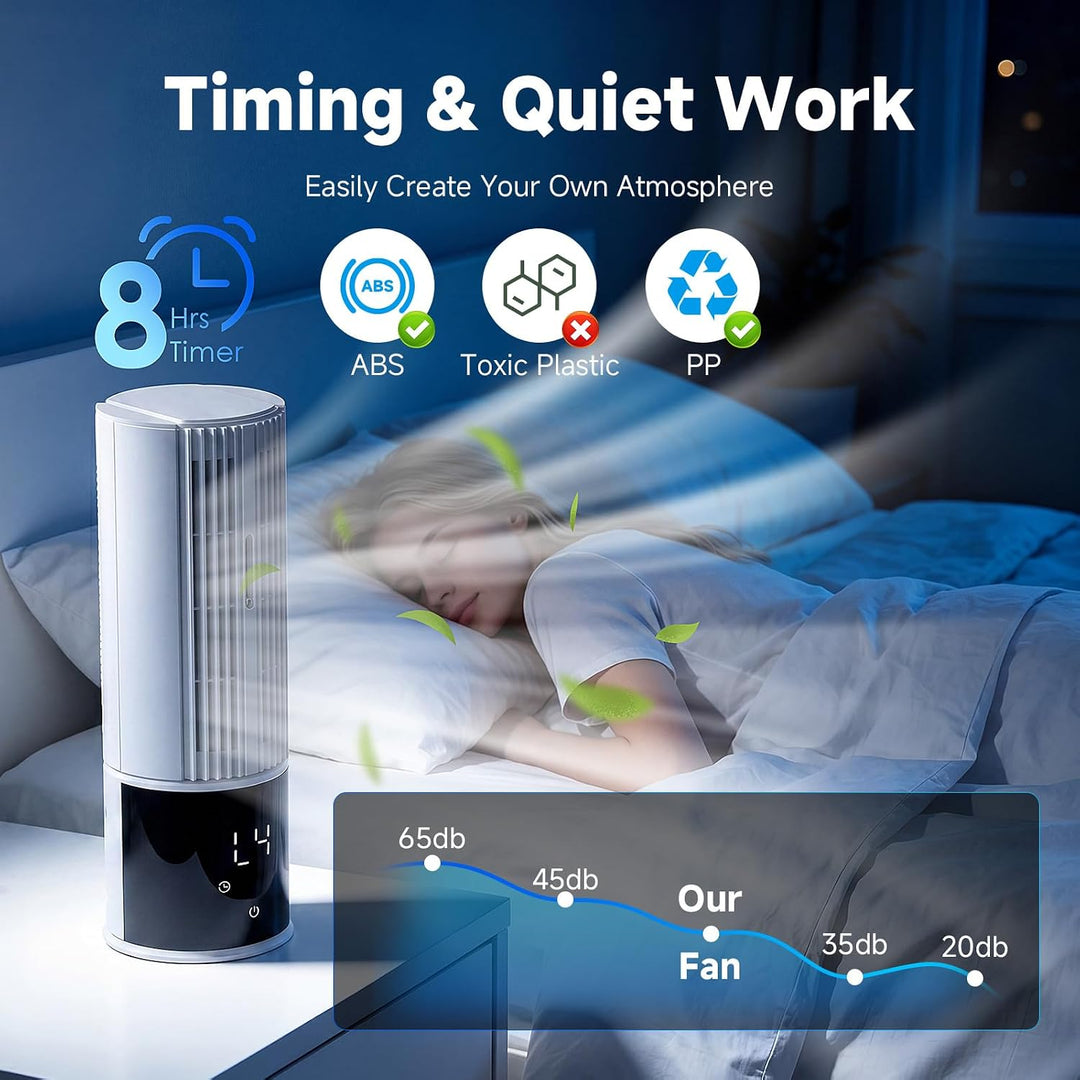 Mobile Klimaanlage 6in1, Luftkühler mit 3 Geschwindigkeiten, Turbo-Modus, Schlafwind, Nebelfunktion