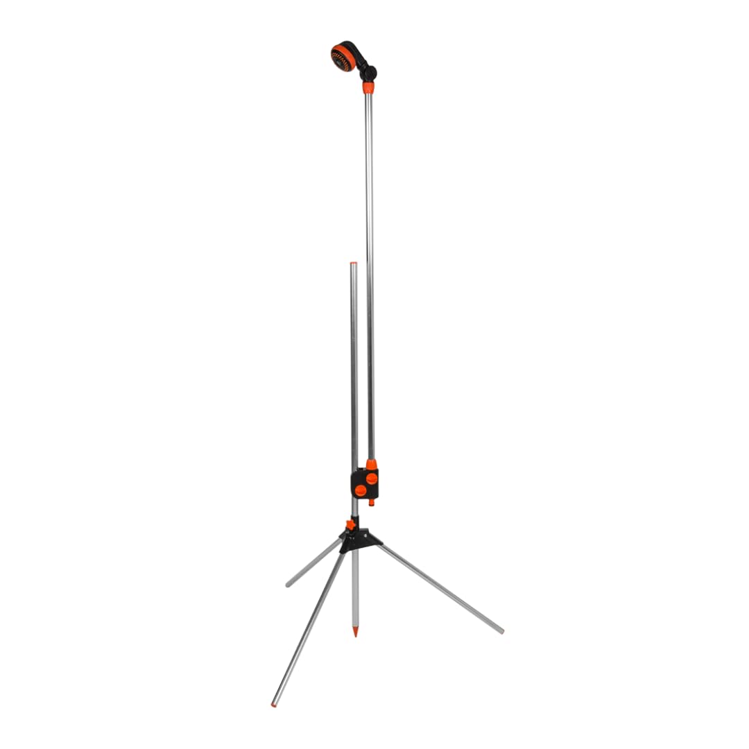 Verstellbare Gartendusche mit 3 Funktionen Höhe 150–210 cm | Tragbare 3in1 Aussendusche mit Alu-Drei