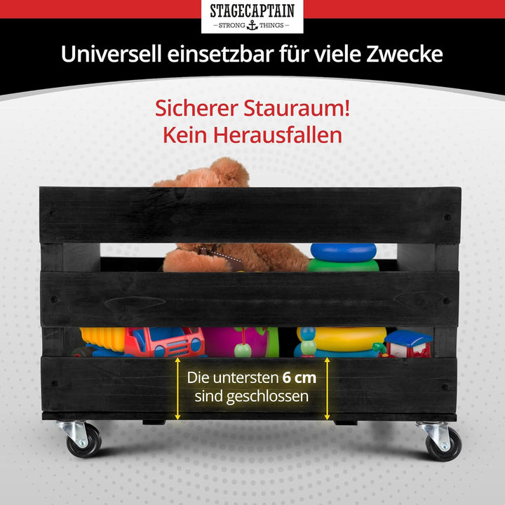 Stagecaptain SPK-100 BK Schallplattenkiste “Emil” - Aufbewahrungsbox für bis zu 100 LPs - aus Vollho
