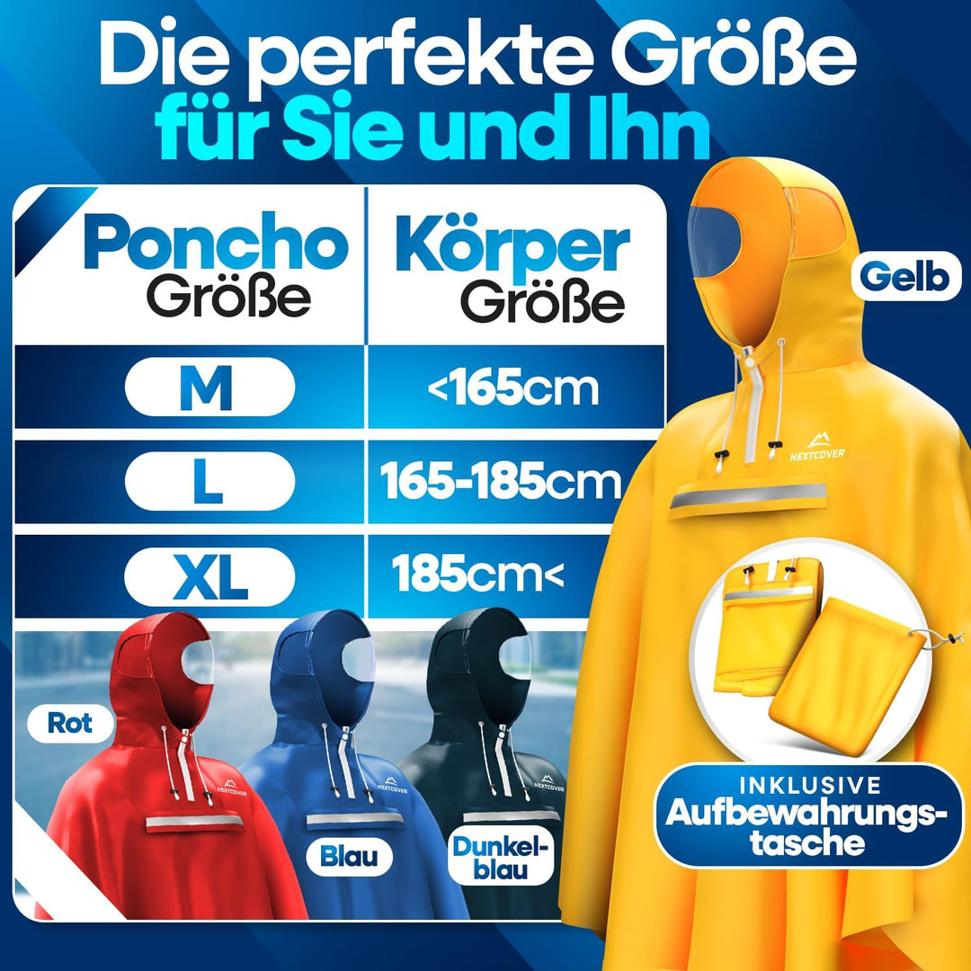 NEXTCOVER® NEU Regenponcho Fahrrad für Damen & Herren - mit [AquaShield 2.0] Technologie I Regenponc