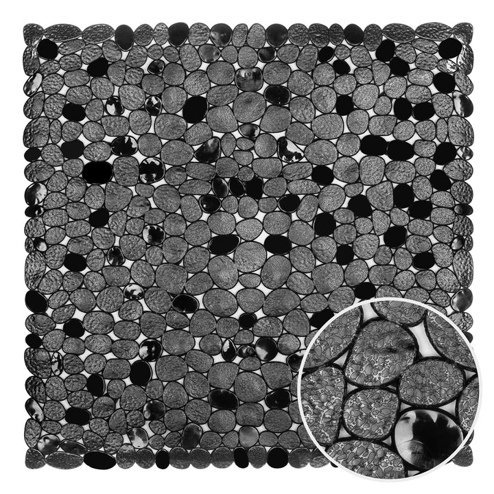 WELTRXE Duschmatte, Antirutschmatte aus Kunststoff für Kinder und Familie (Schwarz, Quadratisch-54×5