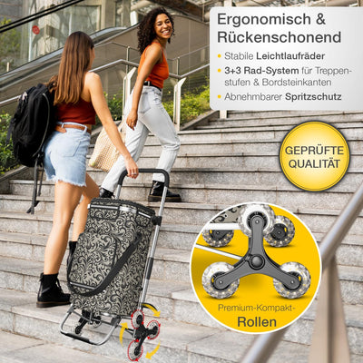 maxVitalis Einkaufstrolley Treppensteiger mit Kühlfach, Einkaufsroller klappbar, Shopping Trolley hö