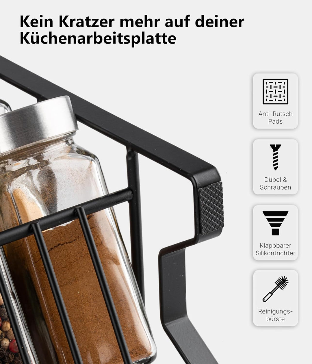 Deco haus® Gewürzregal Stehend &amp; Wand [MIT GEWÜRZDOSEN &amp; ETIKETTEN] - Spices Gewürz Organizer - Spic