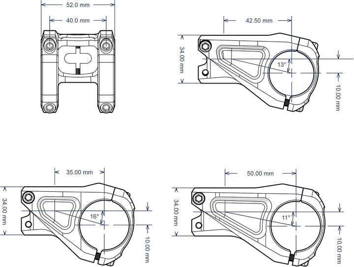 FUNN Equalizer Fahrradvorbau mit 10mm Gefälle oder Steigung, 31.8mm Lenkerklemme 35mm Grau, 35mm Gra