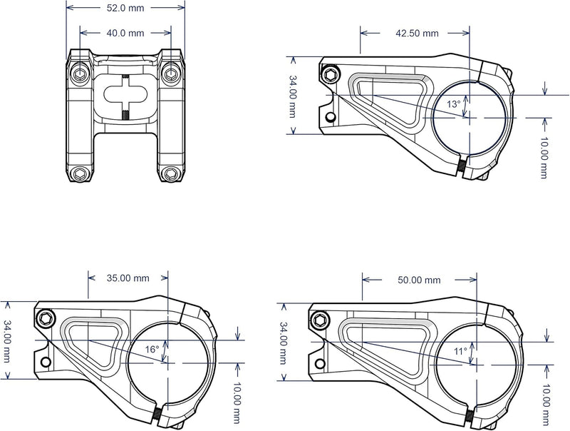 FUNN Equalizer Fahrradvorbau mit 10mm Gefälle oder Steigung, 31.8mm Lenkerklemme 35mm Grau, 35mm Gra