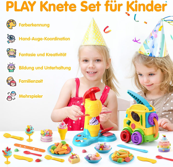PLAY 2 in 1 Knete Set Zubehör Kitchen Creations, Kinderknete Set Knetwerkzeug, Spielzeug Geschenk Mä