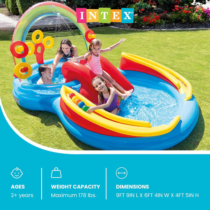 Intex Rainbow Ring Play Center - Kinder Aufstellpool - Planschbecken - 297 x 193 x 135 cm - Für 3+ J