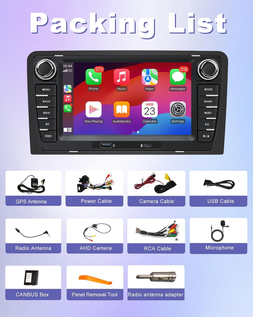 Autoradio Audi A3 8P S3 RS3, Wireless CarPlay Android Auto, USB-C, CANbus Audi A3 8P-Style B, Audi A