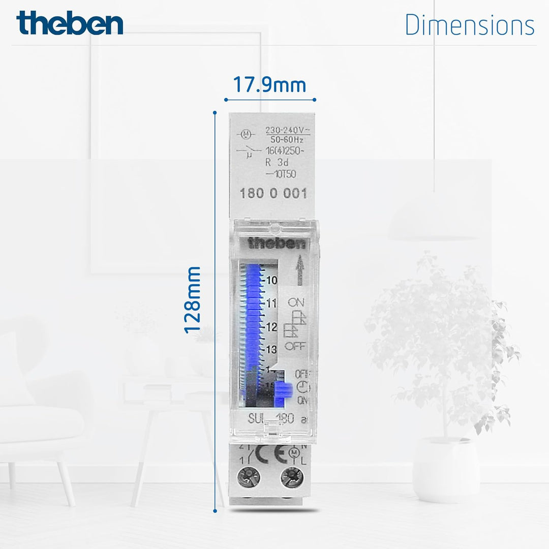 Theben 1800001 SUL 180a - analoge Zeitschaltuhr mit Tagesprogramm und 3 Tagen Gangreserve, Zeitschal
