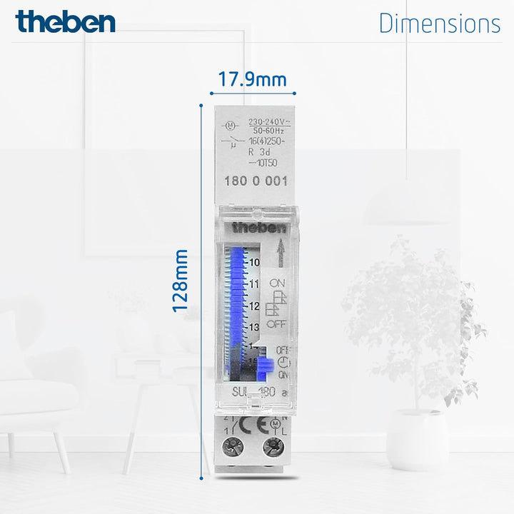 Theben 1800001 SUL 180a - analoge Zeitschaltuhr mit Tagesprogramm und 3 Tagen Gangreserve, Zeitschal
