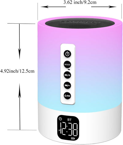 Bluetooth Lautsprecher mit Licht, White Noise Machine, Lichtwecker, Nachttischlampe Touch Dimmbar mi