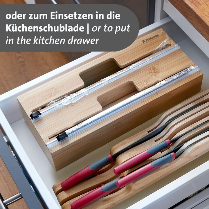Westmark Folienspender mit Schneidvorrichtung – Alufolien- und Frischhaltefolienspender mit Gleitsch