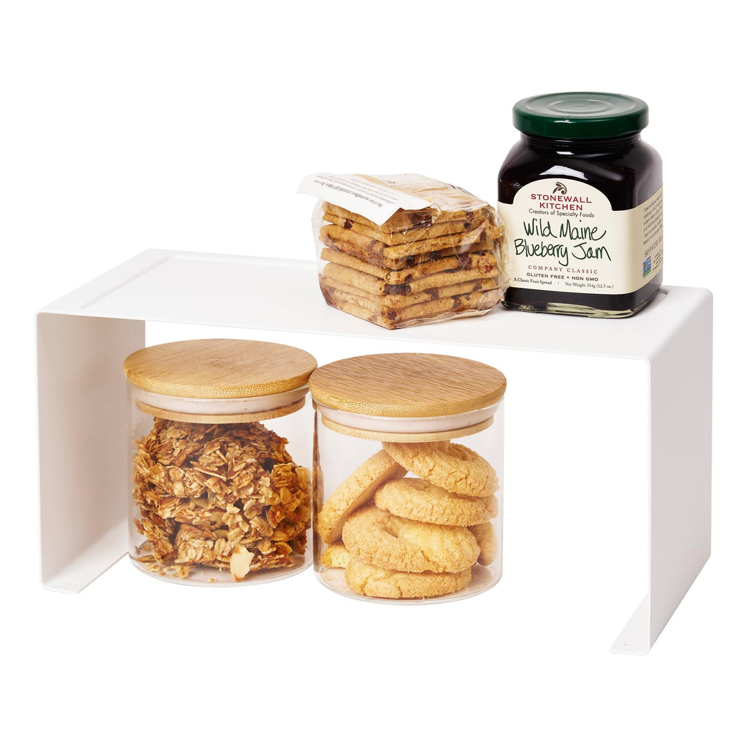 Yamazaki Home Tower Stapelbares Küchenregal – Aufbewahrungs-Organizer, Thekenregal, weiss, S Small W