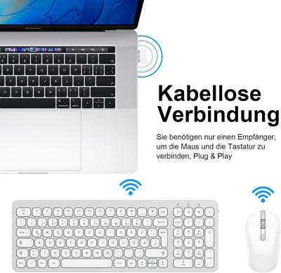 PINKCAT Tastatur Maus Set Kabellos, 2.4G USB Maus und Tastatur Kabellos Deutsche Tastatur QWERTZ Lay