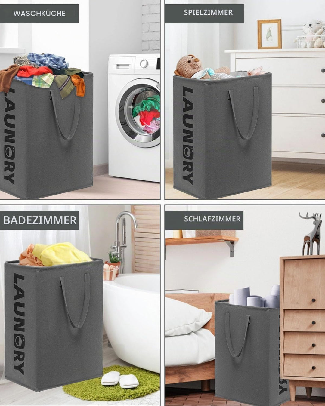 2 Stück Faltbarer wäschekorb,75 Liter Wäschesammler Schmal Wäschekorb Klein,Aufbewahrungskorb Laundr