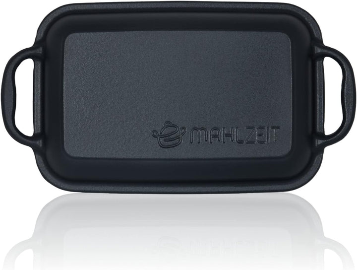 Mahlzeit Gusseisen Bräter mit Deckel emailliert | 4,8 Liter | Blue Berry | Bräter 2in1 mit Bratpfann