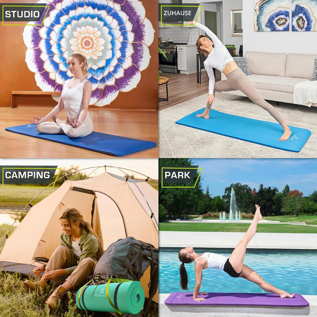 ProsourceFit Extra Thick Yoga and Pilates Mat 1" Aqua, 1" Aqua
