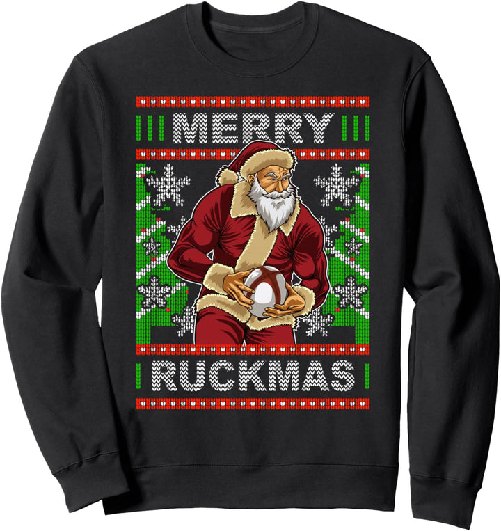 Rugby Ugly Christmas Santa "Merry Ruckmas" Rugger Weihnachts Sweatshirt