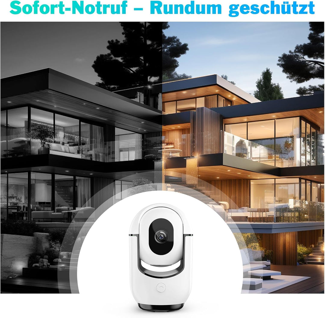 360° Überwachungskamera für den Innenbereich, 2K-Kamera, Nachtsicht, Überwachungskamera innen mit PI