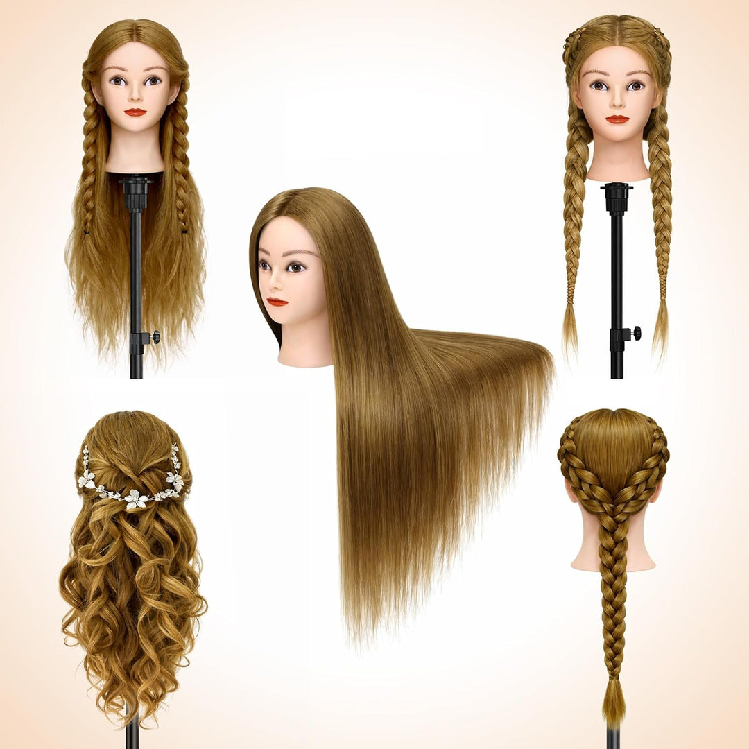 80% echtes menschliches Haarstylingkopf, TwoWin 26 "brauner Friseurkopf, Schaufensterpuppenkopf, Für