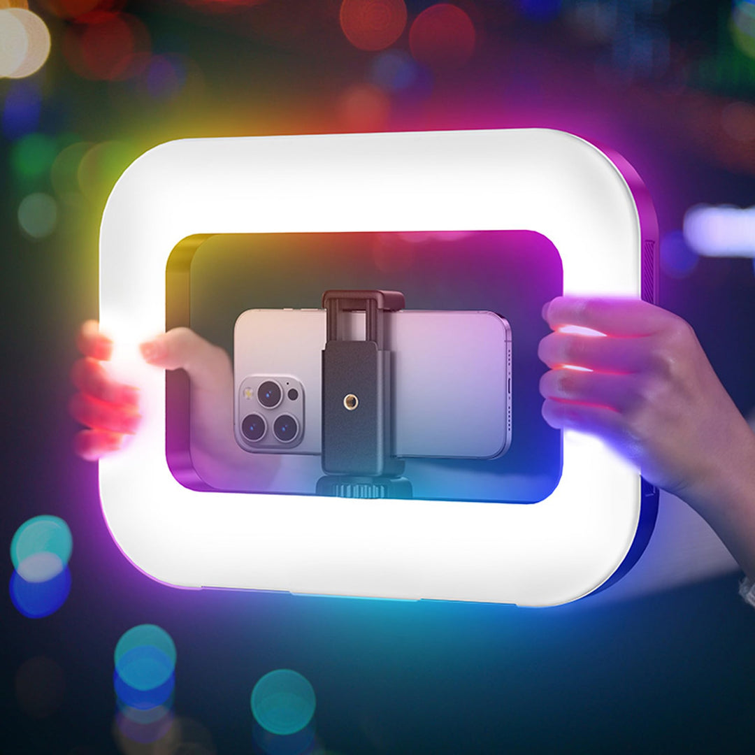 RGB Fotografie-Licht Handy-Videoleuchte mit 48 FX-Modi, 8000mAh Akku, Bluetooth & Handyhalter, 2500K