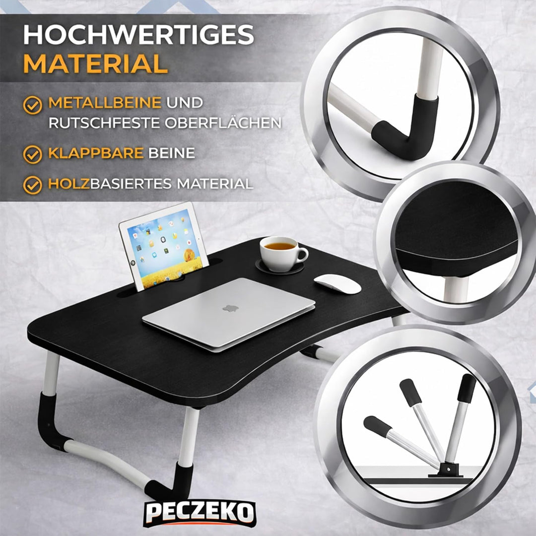 Laptoptisch Klappbar – Laptopständer mit Tablet-Halter, Frühstückstablett aus Holz, Tisch für Sofa u