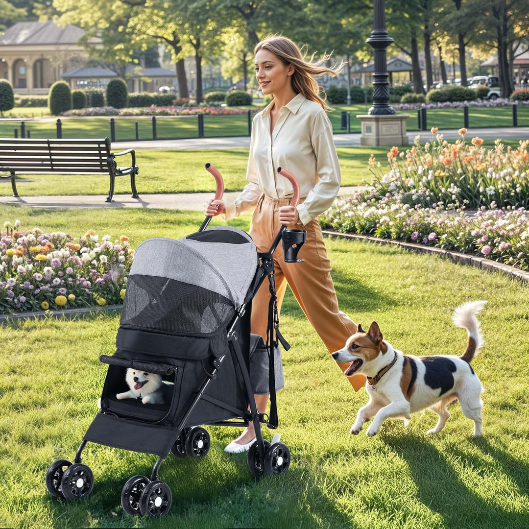 DWVO Hundewagen Hundebuggy für Hunde & Katzen bis 11,3 kg, Faltbar klappbar, Haustiere Buggy mit Kis