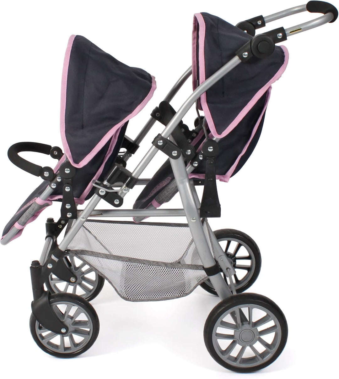 Bayer Chic 2000 - Puppenwagen Twinny, Zwillingspuppenwagen für Zwei Puppen, Zwillingsbuggy für Kinde